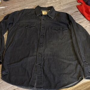 Resistol Black Button-Down Denim Shirt w/ Pearl Snaps
